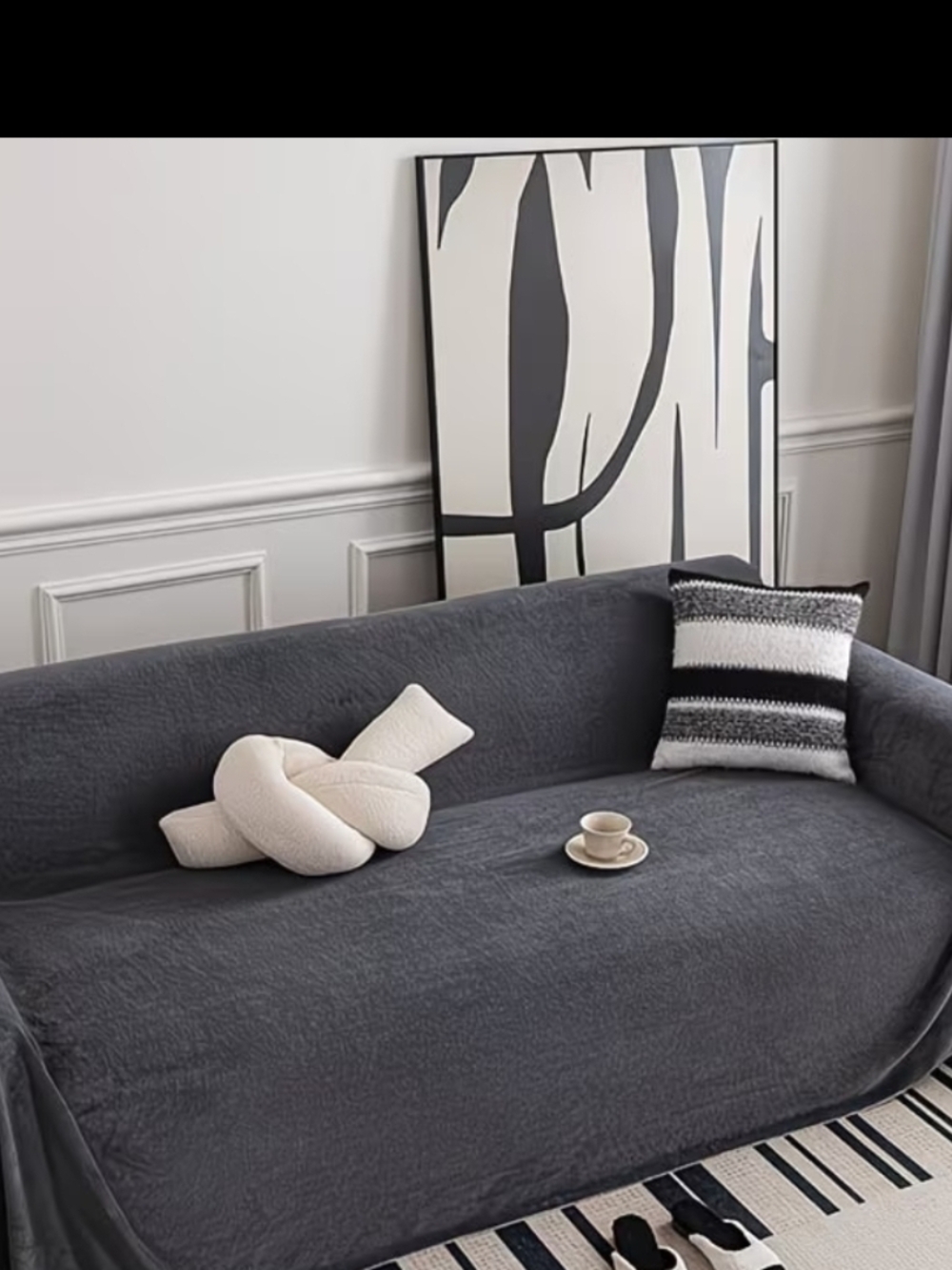 Home Accents Contemporary  Charcoal Deep Gray Sofa Cover